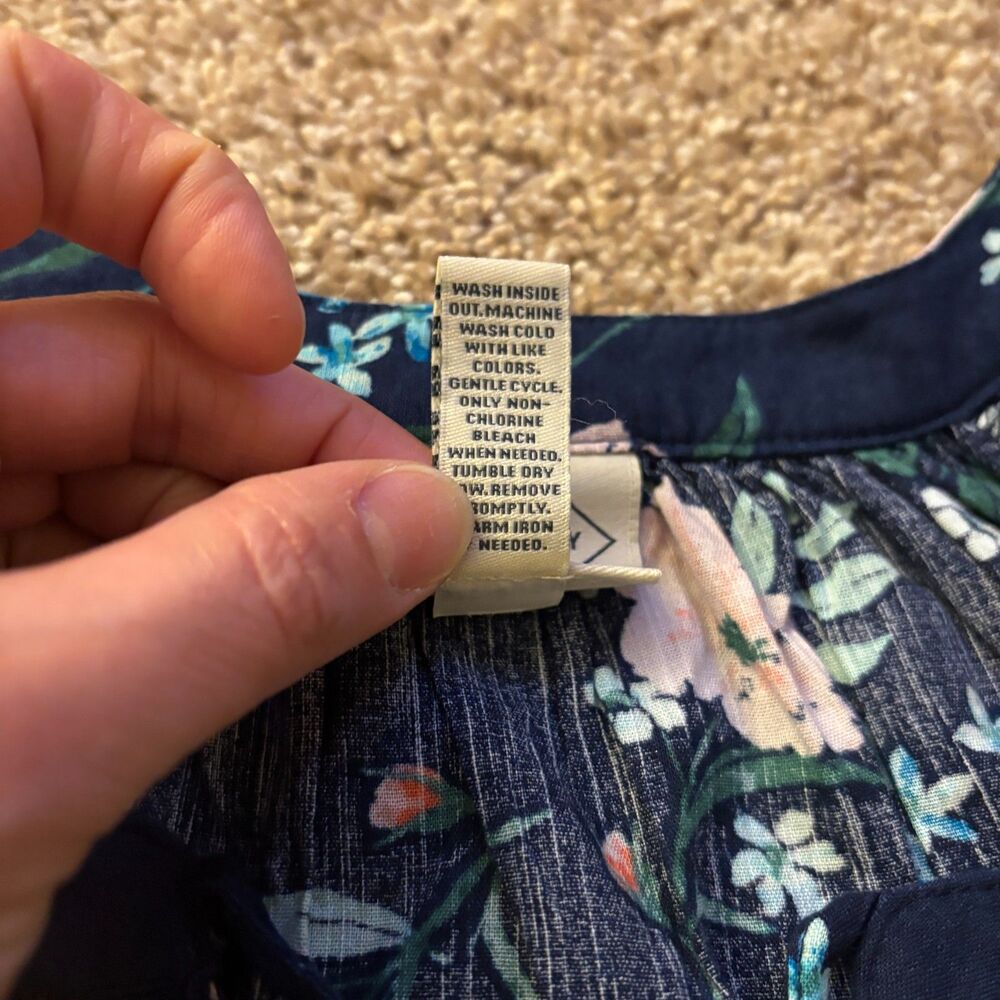 St. John's Bay Blouse Womens 0X Navy Floral Peasant Short Sleeve NWT - Picture 5 of 7